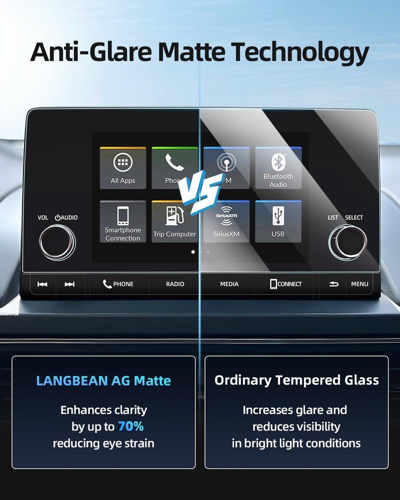 LANGBEAN Anti-Glare Matte 7-Inch Screen Protector for 2023-2025 Honda Pilot (LX/Sport) Infotainment Touchscreen, 9H Tempered Glass/Anti-Fingerprint 2024 2025 Pilot Accessories - Image 3